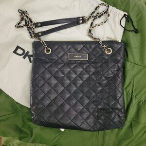 DKNY Black Quilted Napa Leather Purse